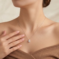Collier pendentif minimaliste en argent sterling 925, bijou intemporel pour femme, solitaire goutte d'eau, diamant 2,5 carats, moissanite poire.