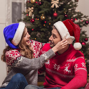 8293 sombrero de Papá Noel de terciopelo azul de alta calidad <span class=keywords><strong>Unisex</strong></span> con forro suave <span class=keywords><strong>regalos</strong></span> de <span class=keywords><strong>Navidad</strong></span> <span class=keywords><strong>para</strong></span> Amigos de la familia cálido grueso sombrero de Papá Noel azul - Product Image 5