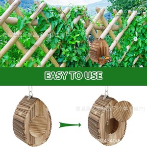 Comedero de madera para mariposas, pequeño, colgante, acabado natural, hábitat para pájaros y mariposas para jardín exterior - Product Image 3
