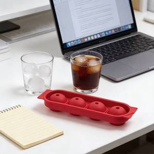 Moule à boules de glace en silicone amélioré, 4 cavités, grand bac à glaçons ronds, démoulage facile, sans BPA, pour whisky, cocktails, bar - Product Image 5