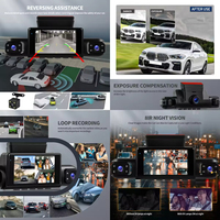 Caméra embarquée Podofo 4 objectifs DVR 3'' 1080P avec enregistrement en boucle, détection de mouvement, vision nocturne, capteur G, vente en gros OEM