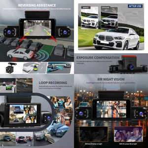 Caméra embarquée Podofo 4 objectifs DVR 3'' 1080P avec enregistrement en boucle, détection de mouvement, vision nocturne, capteur G, vente en gros OEM - Product Image 3
