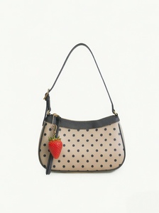 Bolso de Hombro para Mujer con Diseño de Puntos, Bolso Tipo Hobo de PU Semi Anilina, Bolso Bandolera para Uso Diario - Product Image 4