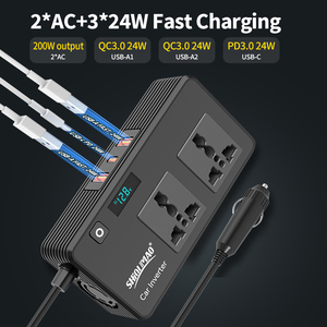 อินเวอร์เตอร์ปรับคลื่นไซน์เวฟอินเวอร์เตอร์อินเวอร์เตอร์12V <span class=keywords><strong>220V</strong></span> 200W อะแดปเตอร์ในรถยนต์ที่ชาร์จไฟ12V ถึง<span class=keywords><strong>220V</strong></span> - Product Image 3