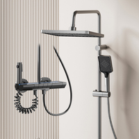 Ensemble de robinetterie de douche haut de gamme moderne en aluminium avec affichage numérique LED et touches de piano, contrôle chaud/froid 4 fonctions pour hôtel 4180
