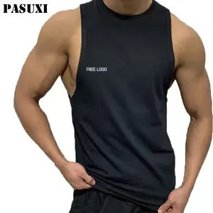 PASUXIカスタムフィットネス新しいベストメンズスポーツ用品トレーニングノースリーブベストトレーニングトップ服弾性Tシャツ