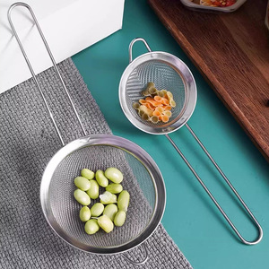 Stainless Steel <b>Strainer</b> With Long Handle <b>Mesh</b> Colander For Kitchen Food Drainage Multifunctional Use - Product Image 1