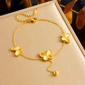 Butterfly Jewelry <b>Set</b> Stainless Steel Gold Plated Necklace <b>Bracelet</b> Women's Party Fashion Accessory - Product Image 3