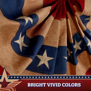 G128 Tea Stained Pleated Fan <b>Flag</b> 1.5x3FT Burlap Embroidered Stars Polyester Hanging Display <b>Flag</b> - Product Image 5