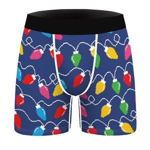 Boxers respirants à la mode pour hommes personnalisés sous-vêtements confortables imprimés numériques de Noël taille élastique imperméables - Product Image 6