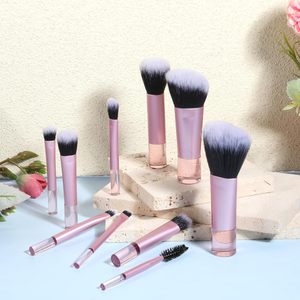 Juego de Brochas de Maquillaje Veganas Personalizadas de 10 Piezas, Portátiles, Lindas, de Lujo, Color Rosa, Premium, de Viaje, Sintéticas, Profesionales, Mini, con Estuche de PU - Product Image 3