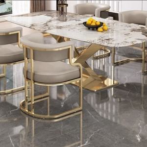 Silla de Comedor Moderna de Lujo en Dorado, Estilo Contemporáneo, Acero Inoxidable y Cuero para Hogar, Hotel y <span class=keywords><strong>Restaurante</strong></span> - Product Image 4