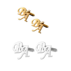 Gemelli fatinga in acciaio inox con oro 18K per matrimonio regalo di fidanzamento o anniversario nome gemelli personalizzati - Product Image 1