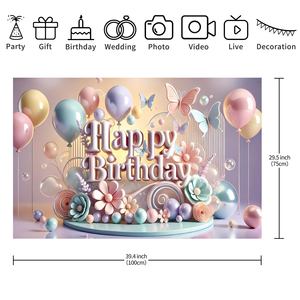 Fondo <span class=keywords><strong>de</strong></span> Decoración para Fiesta <span class=keywords><strong>de</strong></span> Primer Cumpleaños <span class=keywords><strong>de</strong></span> Niña, con Diseño <span class=keywords><strong>de</strong></span> Mariposas y Flores en Color Macarrón, Efecto 3D - Product Image 5