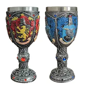 Fabrika özel 3D Potter kırmızı şarap bardağı kupa paslanmaz çelik Stemware reçine yeni tasarım Bar parti Harry şarap warts Goblet kadeh