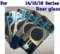 Cache-batterie en verre avec plaque en fer et anneau magnétique pour iPhone 14 15 16 Pro Max, coque arrière en verre