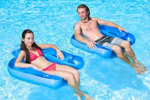 Silla Flotante Inflable Azul para Piscina con Reposacabezas - Flotador Resistente para Adultos - Product Image 2