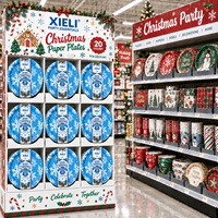 Piring Kertas Pesta Natal Produsen XIELI Indonesia Motif Kepingan Salju Selamat Natal Peralatan Makan Cetak Kustom