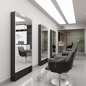 Espejo de Salón Rectangular con Marco de Metal Negro, Arqueado, con Luz LED, Montado en la Pared, Diseño Moderno - Product Image 2
