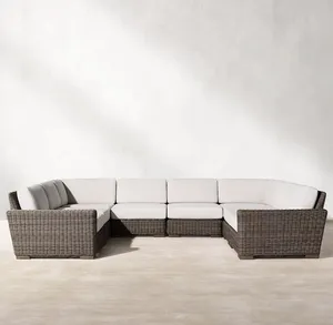Заводская распродажа, современный Плетеный уличный диван из ротанга, водонепроницаемая мебель для патио, алюминиевая мебель для виллы, садовая мебель, диван