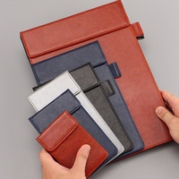 Porte-documents de bureau noir en cuir PU rigide, impression personnalisée, menu de restaurant avec boucle pour stylo