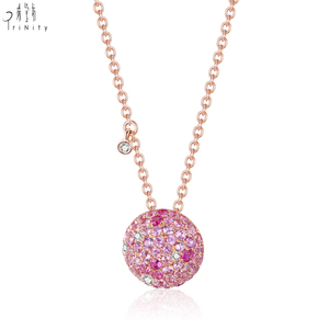 Luxury 18K <b>Solid</b> Rose <b>Gold</b> Natural Diamond & Pink Sapphire <b>Pendant</b> Necklace Adjustable Length Trendy Unisex - Product Image 1