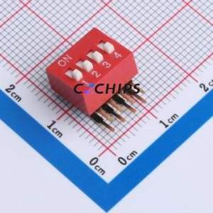 DA-4-R-T DIP Switch Through hole Component (THT),P=2.54mm Switch Piano Key Single Pole Single Throw 4 2.54mm - Product Image 1