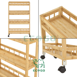 Multifunzione di bambù carrello di stoccaggio <span class=keywords><strong>cucina</strong></span> sottile <span class=keywords><strong>Mobile</strong></span> scaffalature unità che serve 4 livelli carrello carrello con ruote chiudibili a chiave ruote - Product Image 5