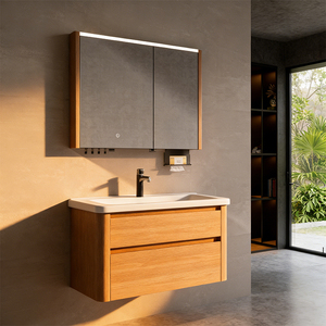Mueble de Baño de Pared con Acabado Decorativo, Espejo LED y Lavabo de Cerámica a Precio Competitivo - Product Image 1