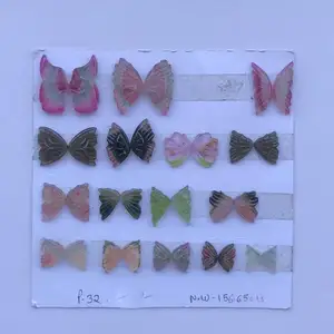 Asas de borboleta de turmalina, pedra de esculpir de borboleta natural, preto e rosa, fornecedores, atacado, preço de fábrica