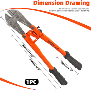 Coupe-boulons industriel robuste en acier de 14 pouces avec poignée MN CRV et poignée en plastique pour la coupe de boulons, chaînes, serrures et fils - Product Image 3