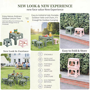 Wholesale RCVE Foldable <b>Table</b> Chair <b>Set</b> 1 + 2 <b>Stools</b>, Sturdy & Durable, for Outdoor Camping, Hiking, Fishing, <b>and</b> Indoor Use - Product Image 3