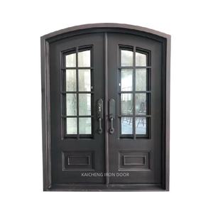 Portes <span class=keywords><strong>d</strong></span>'<span class=keywords><strong>entrée</strong></span> doubles en fer forgé sur mesure de haute qualité avec fibre de verre pour la sécurité de l'<span class=keywords><strong>entrée</strong></span> principale des villas et des maisons - Vente chaude - Product Image 5