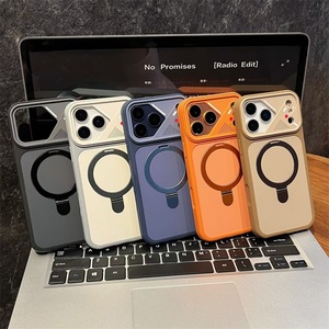 En stock – <span class=keywords><strong>Coque</strong></span> de téléphone magnétique givrée en métal avec support pour <span class=keywords><strong>iPhone</strong></span> 17 16 15 14 13 <span class=keywords><strong>12</strong></span>, <span class=keywords><strong>coque</strong></span> arrière mate anti-chute pour Samsung S26 - Product Image 2
