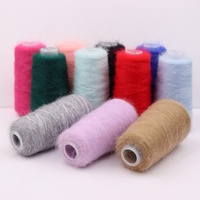Fil à Tricoter Anti-boulochage 600m Doux Peigné 1/13Nm 55% Mohair de Chevreau Ignifuge pour Couture Châle Chapeau Crochet et Artisanat