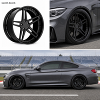 Rines Cóncavos de 5 Brazos Forjados a Medida Viaol, de 2 Piezas, 19 20 21 22 5x112 5x114.3, Acabado Negro Brillante, Compatibles con Nissan GTR BMW M4