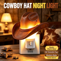 Luz Nocturna LED con Forma de Bota de Vaquero del Oeste, 360 ° Lámpara Decorativa Giratoria con Diseño de Cactus y Enchufe, Estilo Rústico, Venta al por Mayor de Fábrica, OEM, Regalo