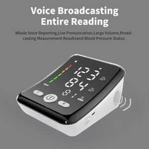 Profissional certificado superior braço pressão arterial Monitor Digital LCD Sphygmomanometer com voz relatório com 2 memória do usuário - Product Image 4