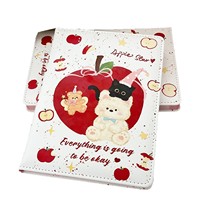 Carnet A5 en cuir PU motif Ours et Pomme, 145 x 200 mm, 96 pages, couverture mignonne Chat et Ours, pour étudiants, journalisation et papeterie cadeau