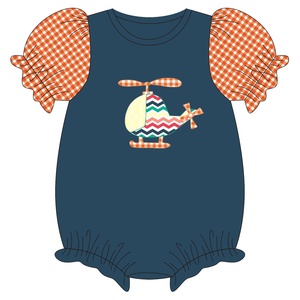 Boyis ชุดเสื้อผ้าแขนสั้นสำหรับเด็กผู้หญิงเสื้อผ้าบูติกปักลายเฮลิคอปเตอร์ - Product Image 5