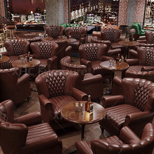 Offre Spéciale : Ensemble de Fauteuils <span class=keywords><strong>Club</strong></span> en <span class=keywords><strong>Cuir</strong></span> Style Américain avec Table Basse en Bois Massif – Mobilier de Luxe pour Hôtels, Bars à Whisky, Salons et Cafés - Product Image 2