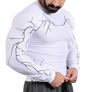 Custom Wholesale Men's Compression Shirts Base Layer Polyester Quick Dry 220g Digital Print Full Sleeve Workout Fitness Shirts - Product Image 1