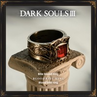 Starforged Dark Souls III Bague en verre de pierre naturelle 'Blood-Burning' Unisexe pour couples, Merchandising de jeu