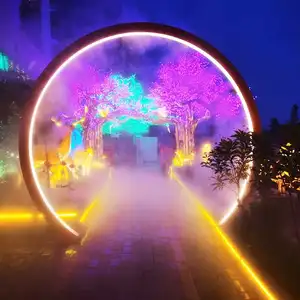 K210 LED Mist spray porta arco redondo com Interactive Entertainment Scene Area Night City Smoke Park Outdoor light Decoration