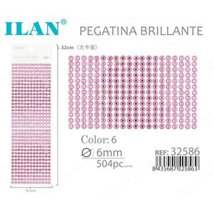 Ilan Pegatina Brillante 6mm 504pz Strass Rosa per Unghie - Product Image 1