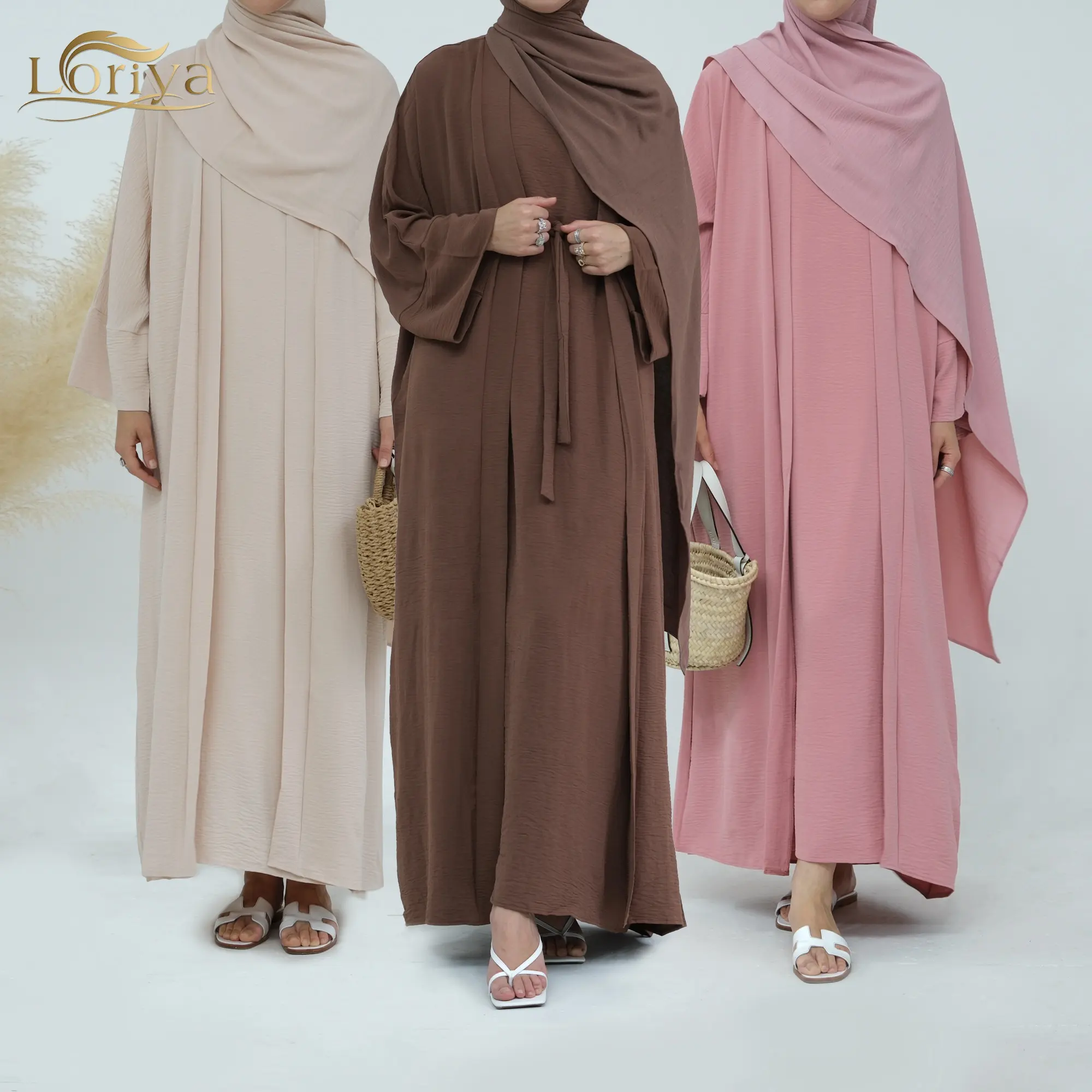 Loriya Venda Quente 2 peça abaya set Roupas Islâmicas Tradicionais Muçulmanas roupas Dubai Abaya para Mulheres Muçulmanas Abaya Designs