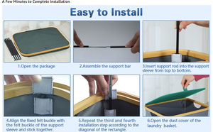 Bamboo Large <b>Laundry</b> Hamper with Lip and Detachable <b>Laundry</b> Bags, Dirty Clothes <b>Basket</b> with Lid & Handles, <b>Collapsible</b> <b>Laundry</b> - Product Image 6