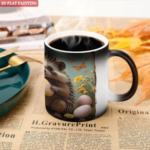 Eco Friendly <b>Reusable</b> Ceramic <b>Mug</b> 11oz Frosted Black Heat Sensitive Tea Coffee Cup - Product Image 5