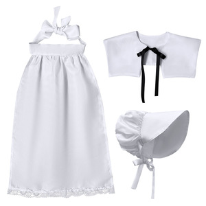 Disfraz de Sirvienta de Halloween para Niñas, Conjunto de Tres Piezas con Pañuelo para la Cabeza, Cuello y Delantal, Material de Algodón, Primavera 2025 - Product Image 4