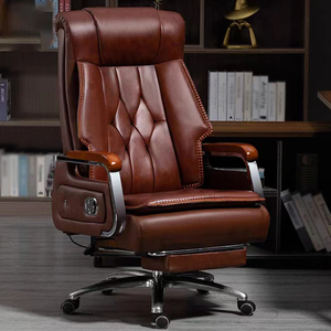 Genuine Leather Executive <b>Chair</b> Modern Minimalist Ergonomic Massage Height Adjustable Comfortable Computer <b>Study</b> Business <b>Chair</b> - Product Image 3